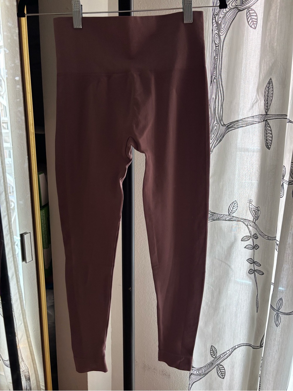 Set Active Purple Ribbed Leggings
